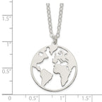 Sterling Silver Polished/Satin World w/.75 in ext Necklace
