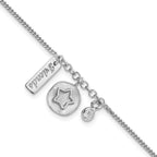 Sterling Silver Rhodium-plated Satin Star Friends CZ with .5in Ext Bracelet