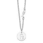 Sterling Silver Rhodium-plated Kitty and Fish w/1 in Ext Necklace