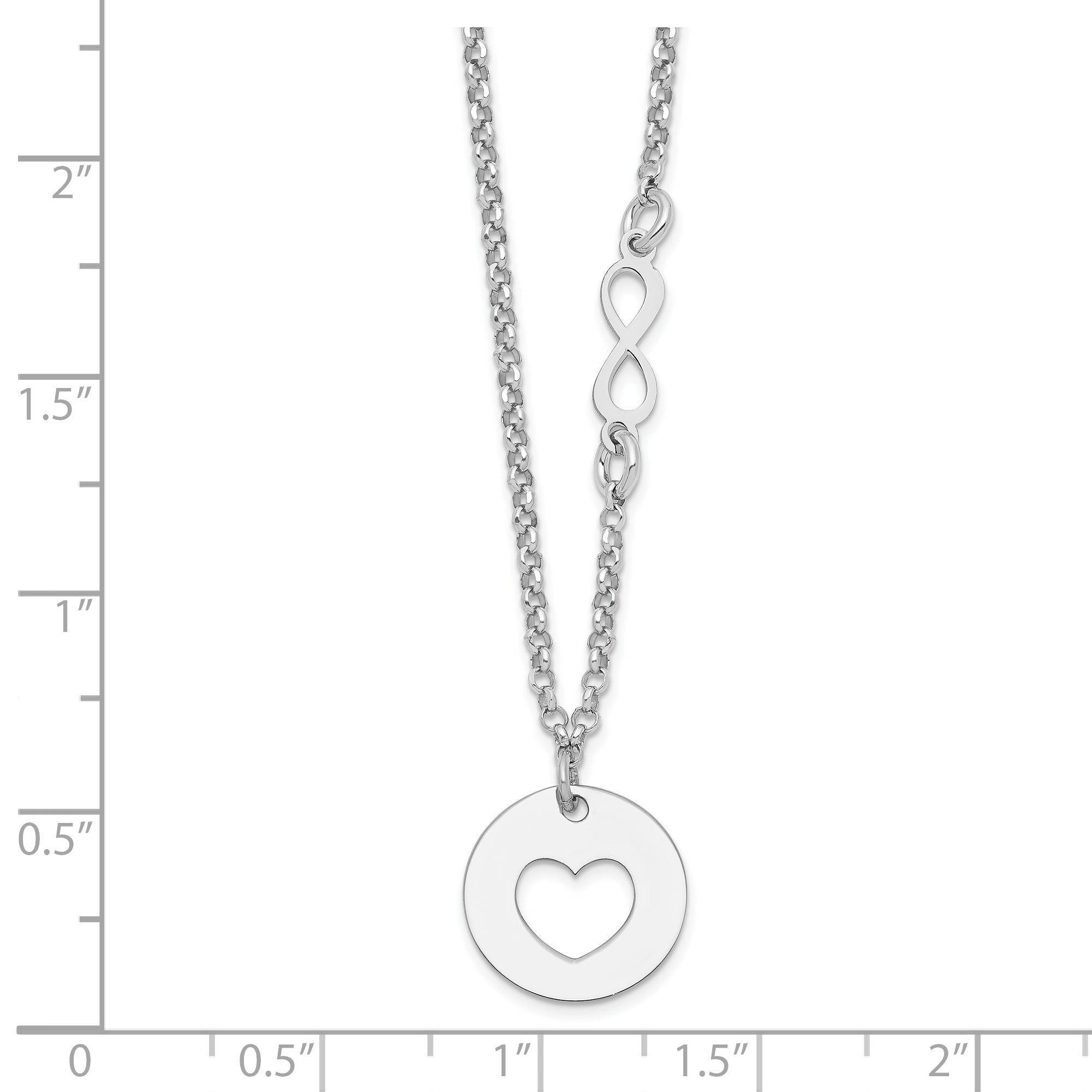 Sterling Silver Rhodium-plated Heart and Infinity w/1 in Ext Necklace Secondary image
