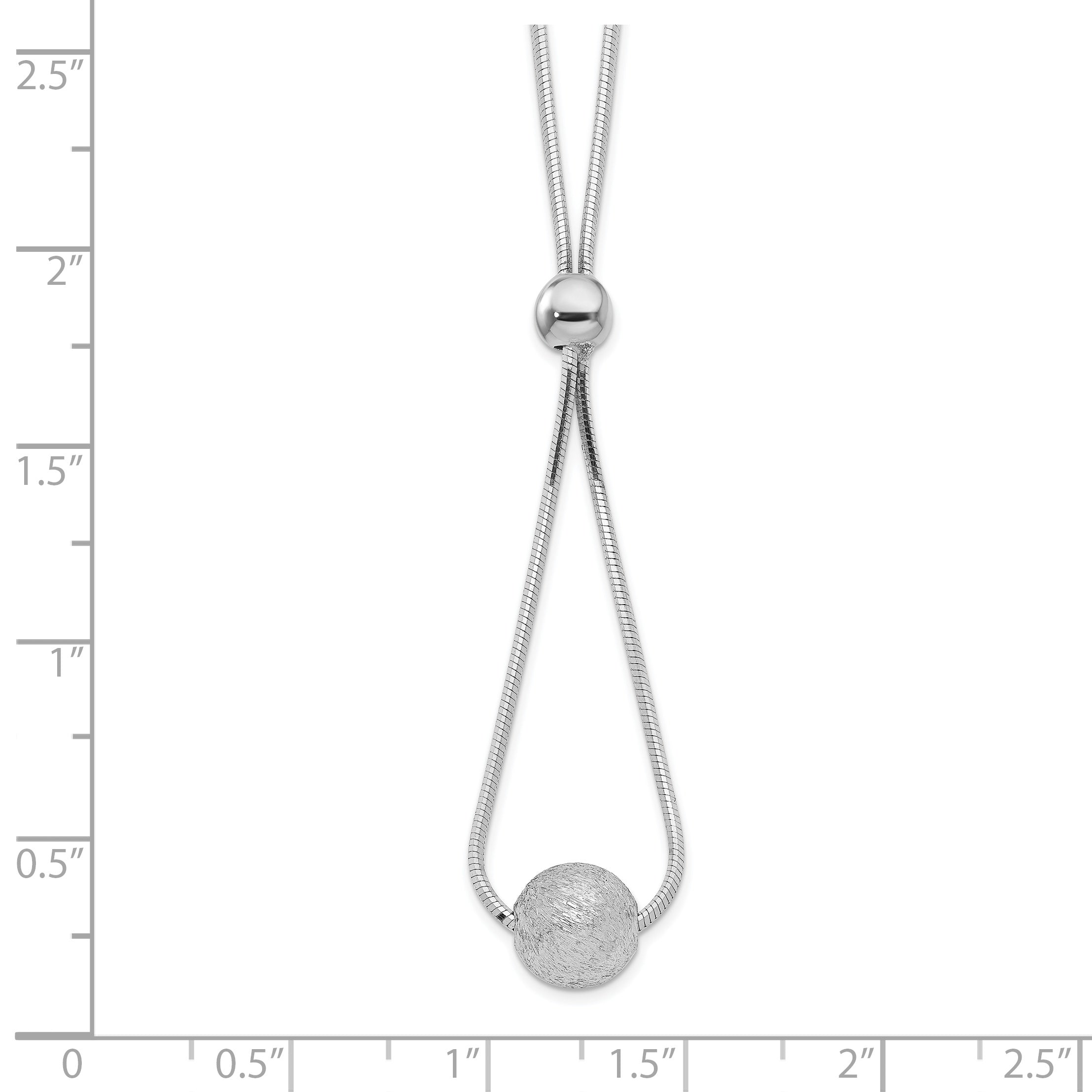 Sterling Silver Rhodium-plated Diamond-cut Beaded Drop 18in Necklace Secondary image