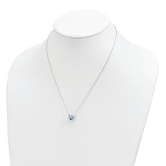 Sterling Silver Rhodium-plated Square Blue Topaz w/2 in ext. Necklace