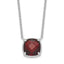 Sterling Silver Rhodium-plated Square Garnet w/2 in ext. Necklace