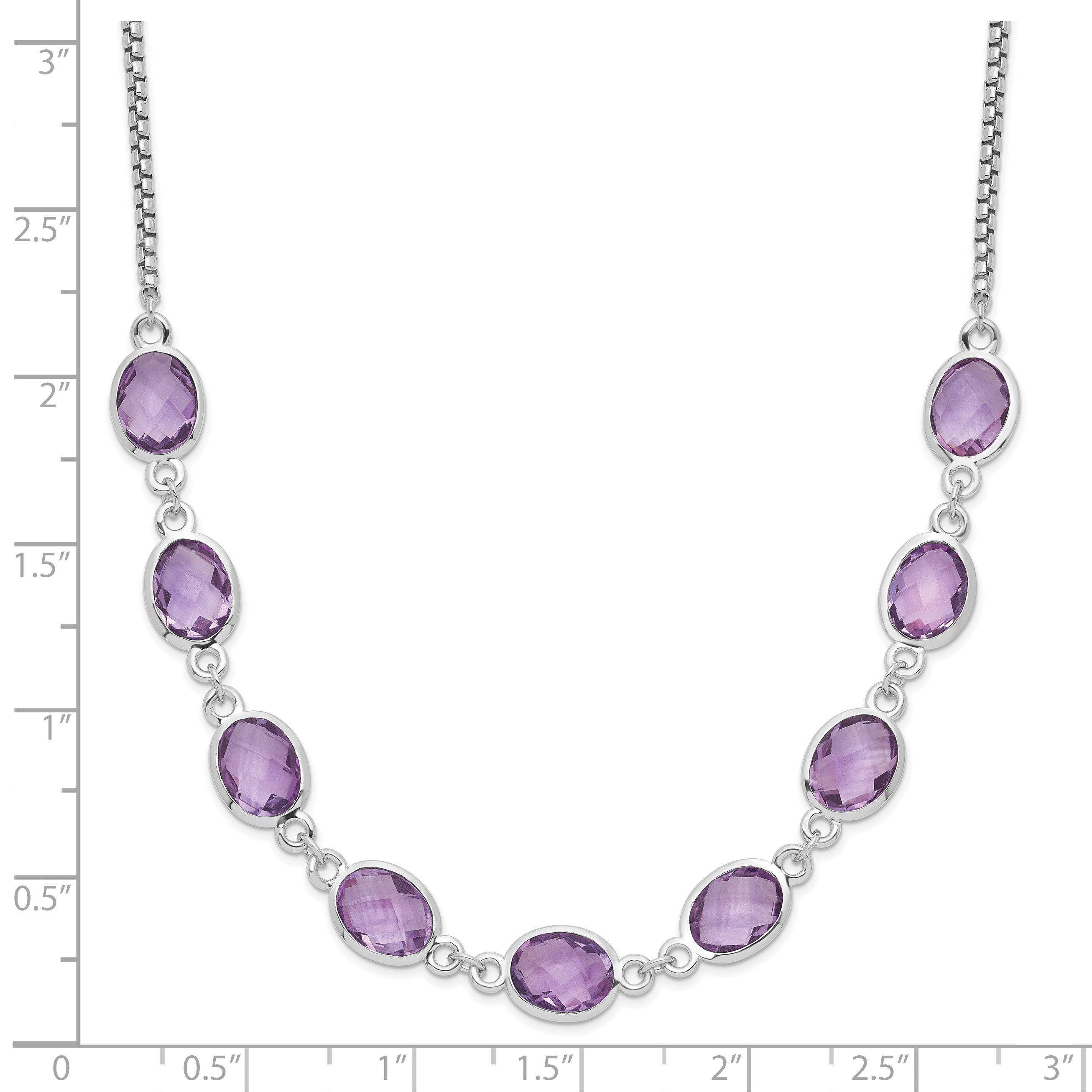 Sterling Silver Rhod-plated 13.5AM Amethyst w/2 in ext. Necklace Secondary image