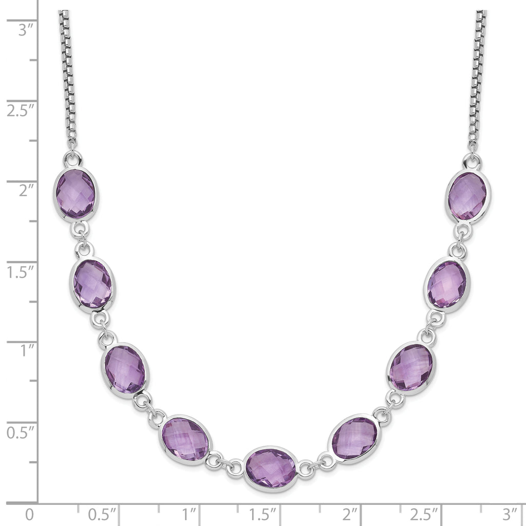 Sterling Silver Rhod-plated 13.5AM Amethyst w/2 in ext. Necklace