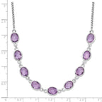 Sterling Silver Rhod-plated 13.5AM Amethyst w/2 in ext. Necklace