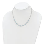 Sterling Silver Rhodium-plated Polished Blue Topaz w/2 in ext. Necklace