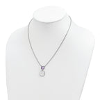 Sterling Silver Rhod-plated 3.68Amethyst/MOP w/2 in ext. Necklace