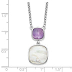 Sterling Silver Rhod-plated 3.68Amethyst/MOP w/2 in ext. Necklace