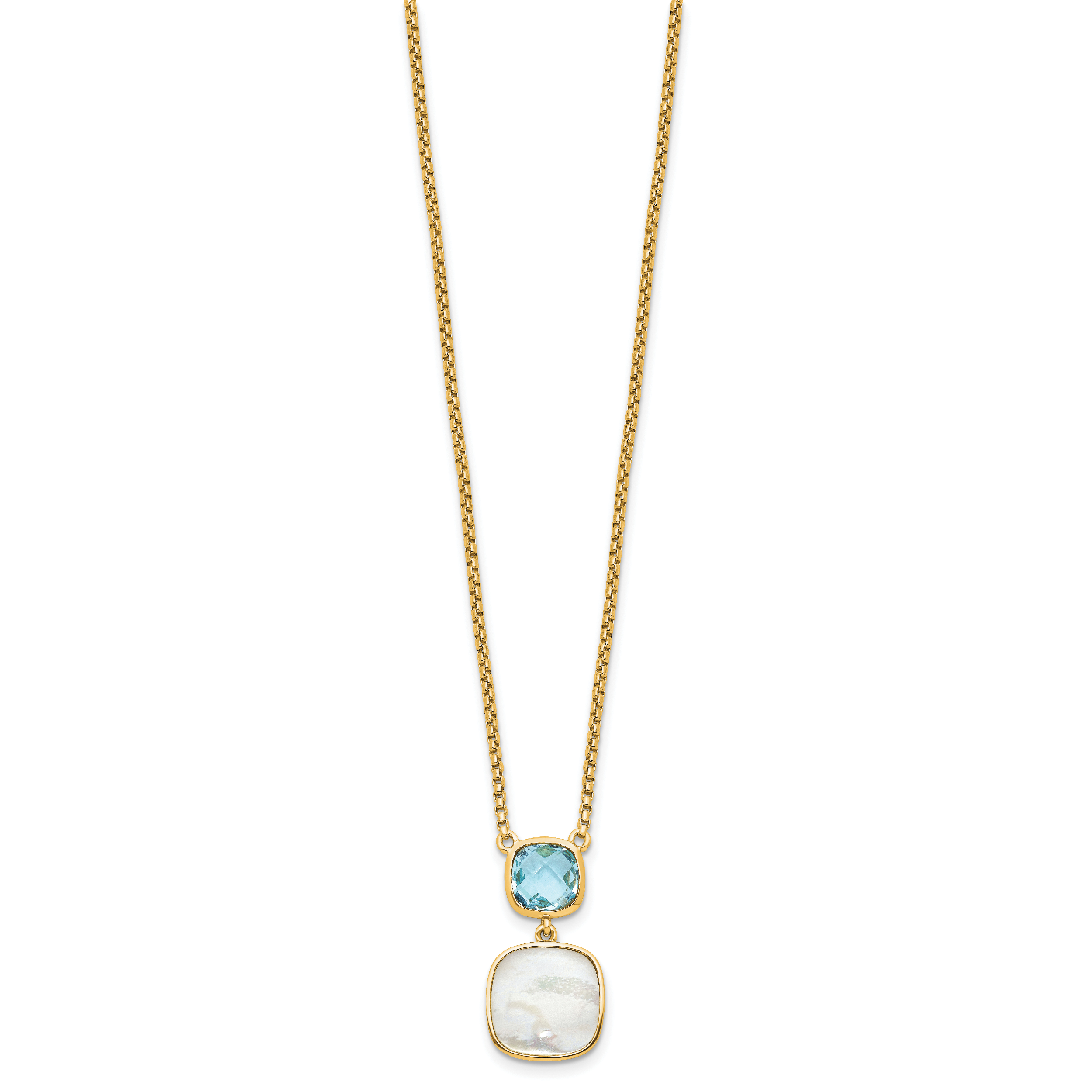 Sterling Silver Gold-plated 1.95BT Blue Topaz & MOP w/2 in ext. Necklace Secondary image