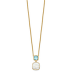 Sterling Silver Gold-plated 1.95BT Blue Topaz & MOP w/2 in ext. Necklace