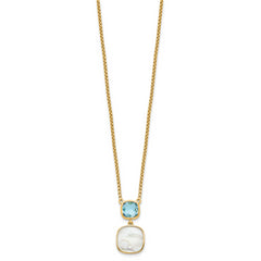 Sterling Silver Gold-plated 1.95BT Blue Topaz & MOP w/2 in ext. Necklace