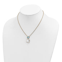 Sterling Silver Gold-plated 1.95BT Blue Topaz & MOP w/2 in ext. Necklace