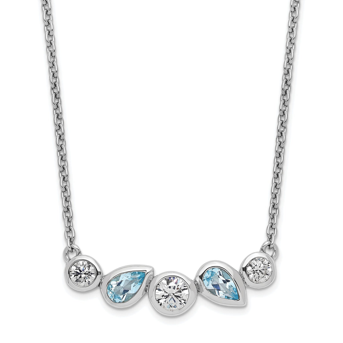 Sky Blue Topaz White Cubic Zirconia Necklace in Sterling Silver, 16.5 Inch - Sophia Jewelers Main image