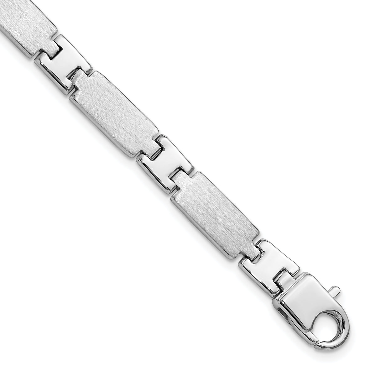 Sterling Silver Rhodium-Rhodium-Plated Polished/Brushed Men's 8.5in Bracelet
