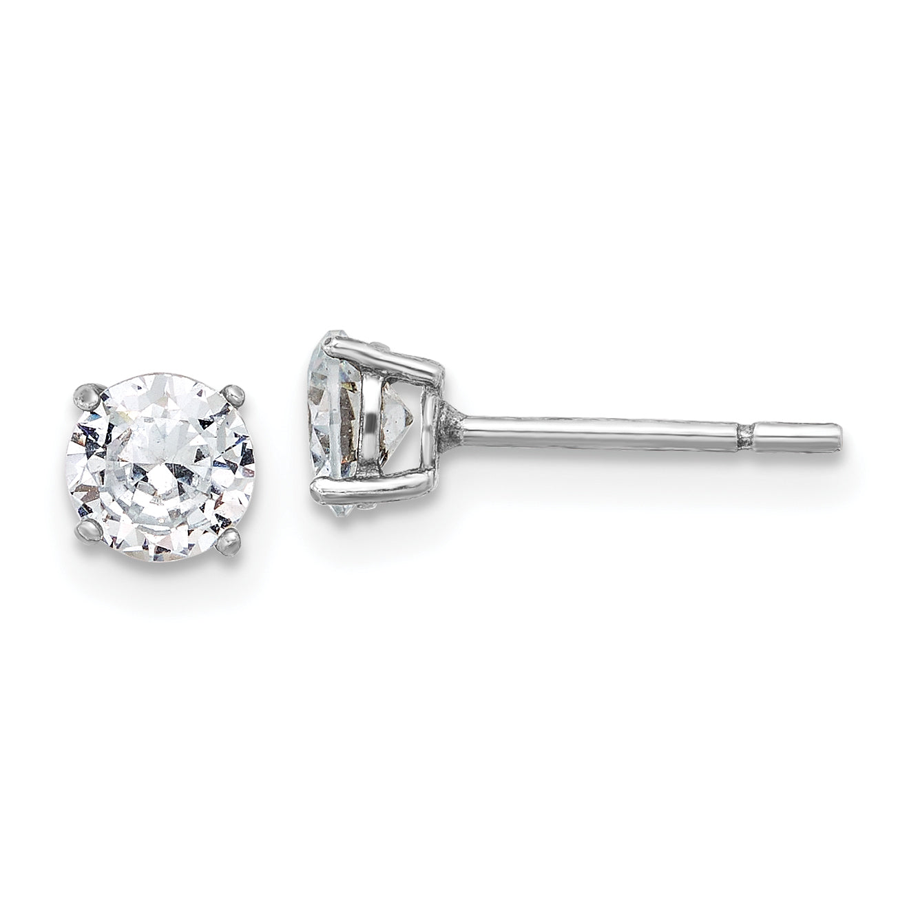 Sterling Silver Rhodium-plated CZ Adjustable Bracelet and Post Earring Set Secondary image