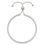 Sterling Silver Polished CZ Adjustable Bracelet