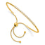 Sterling Silver Polished Gold-tone D/C with CZ Adjustable Bracelet