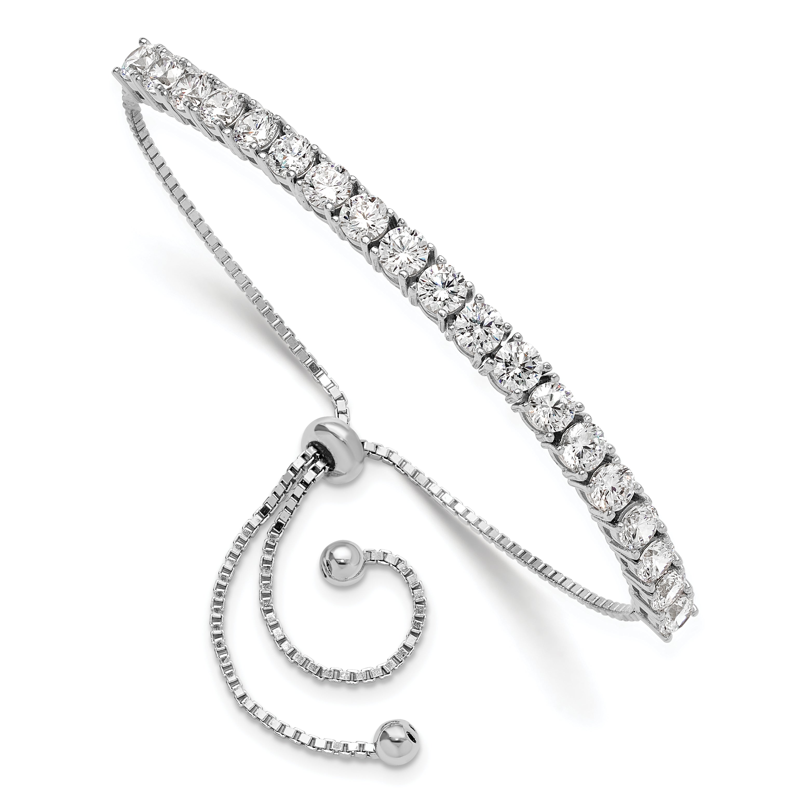 Sterling Silver Rhodium-plated Polished CZ Adjustable Tennis Bracelet Main image