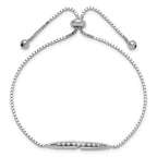 Sterling Silver Rhodium-plated Fancy CZ Adjustable Bolo Bracelet