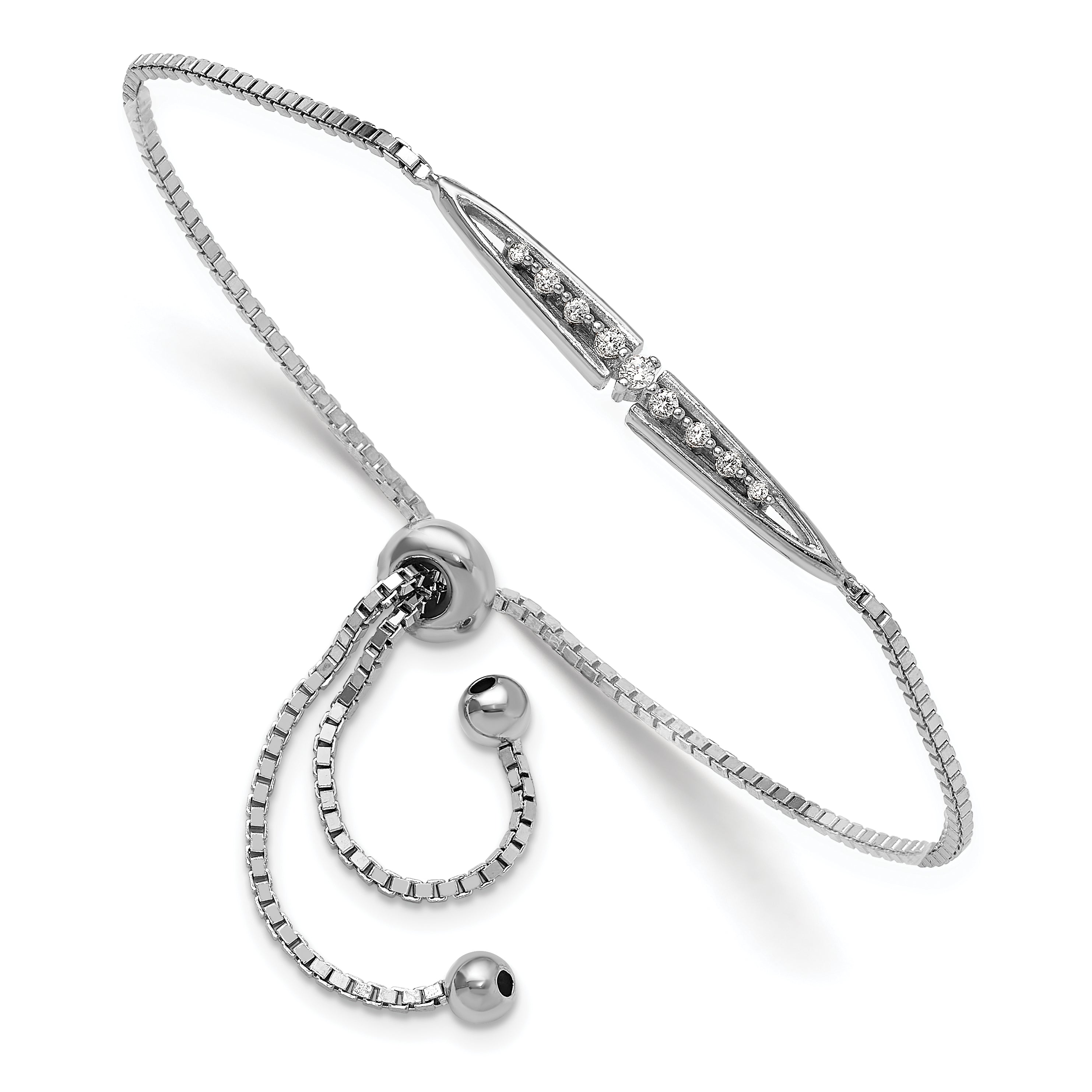 Sterling Silver Rhodium-plated Fancy CZ Adjustable Bolo Bracelet Main image