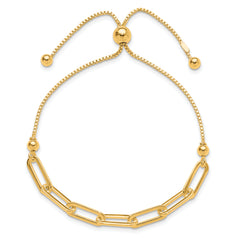 Sterling Silver Gold-tone Polished Paperclip Link Adjustable Bracelet