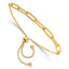 Sterling Silver Gold-tone Polished Paperclip Link Adjustable Bracelet