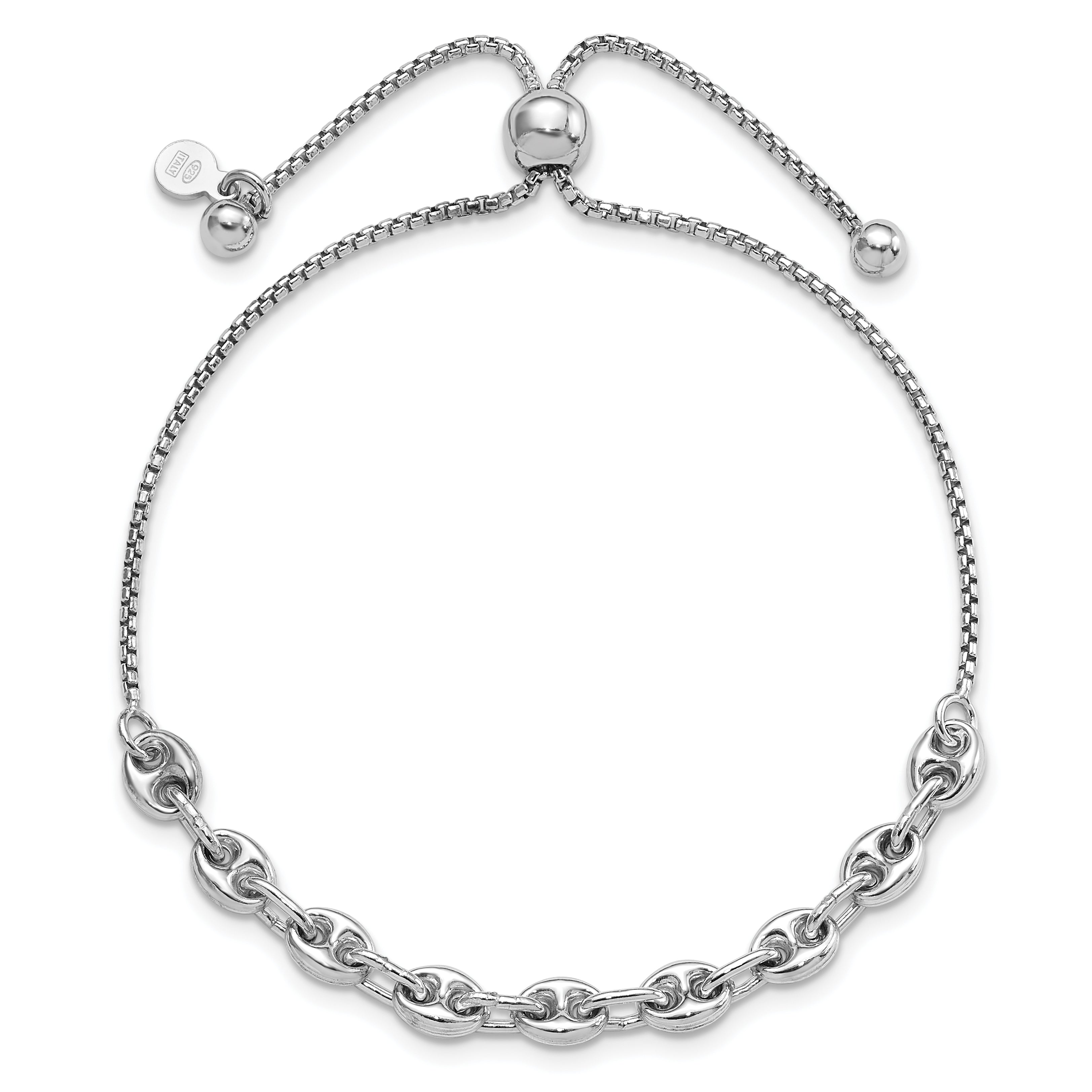 Sterling Silver Rhodium-plated Fancy Adjustable Bracelet Secondary image