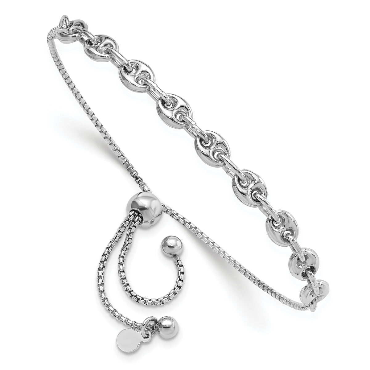 Sterling Silver Rhodium-plated Fancy Adjustable Bracelet