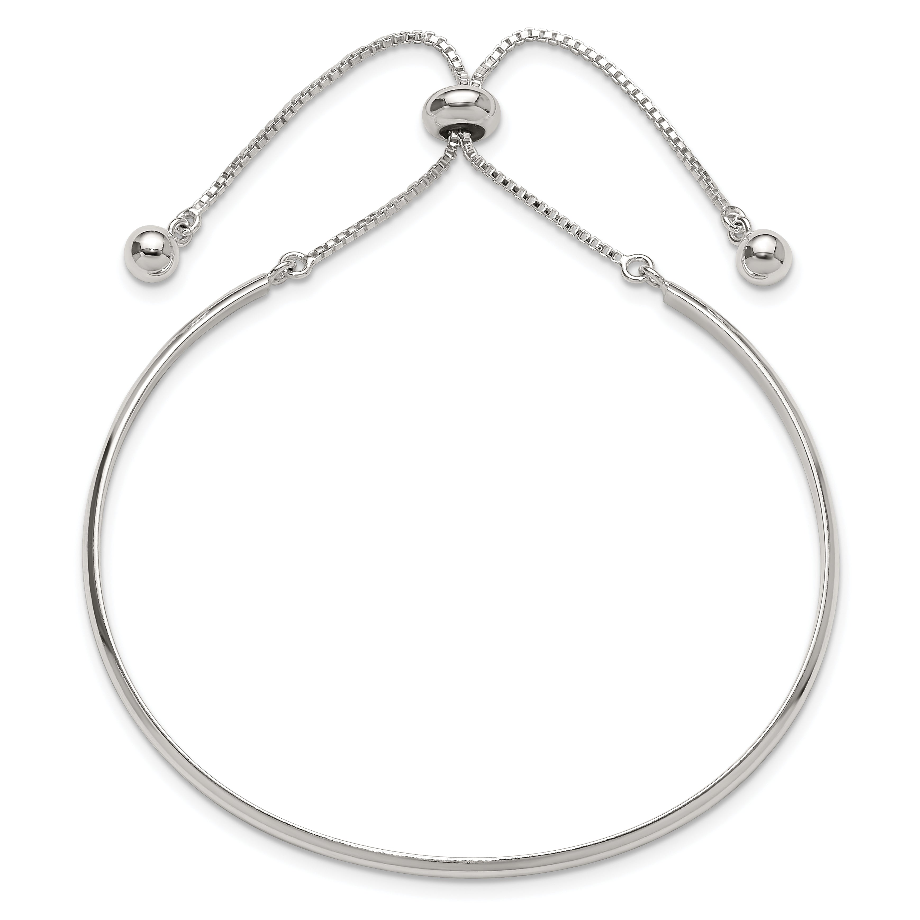 Sterling Silver Polished Bar Adjustable Bracelet