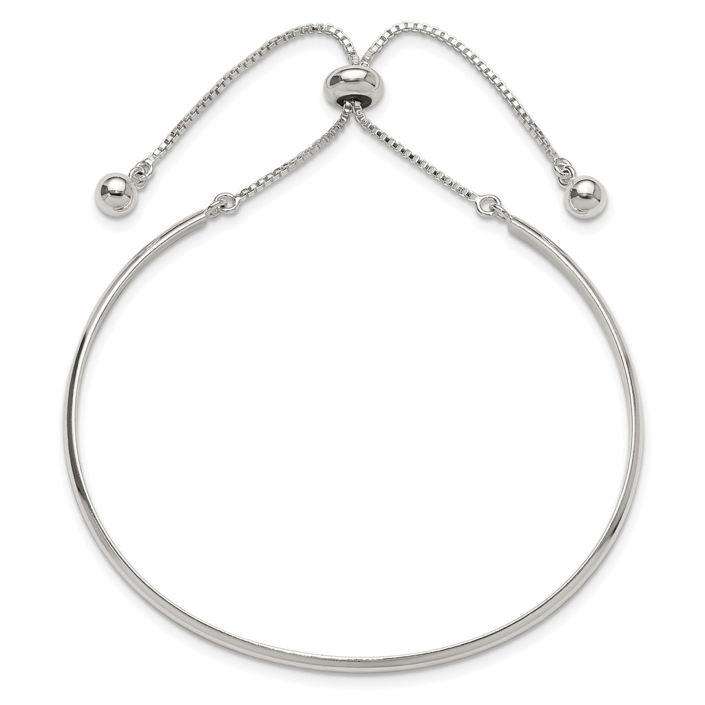Sterling Silver Polished Bar Adjustable Bracelet