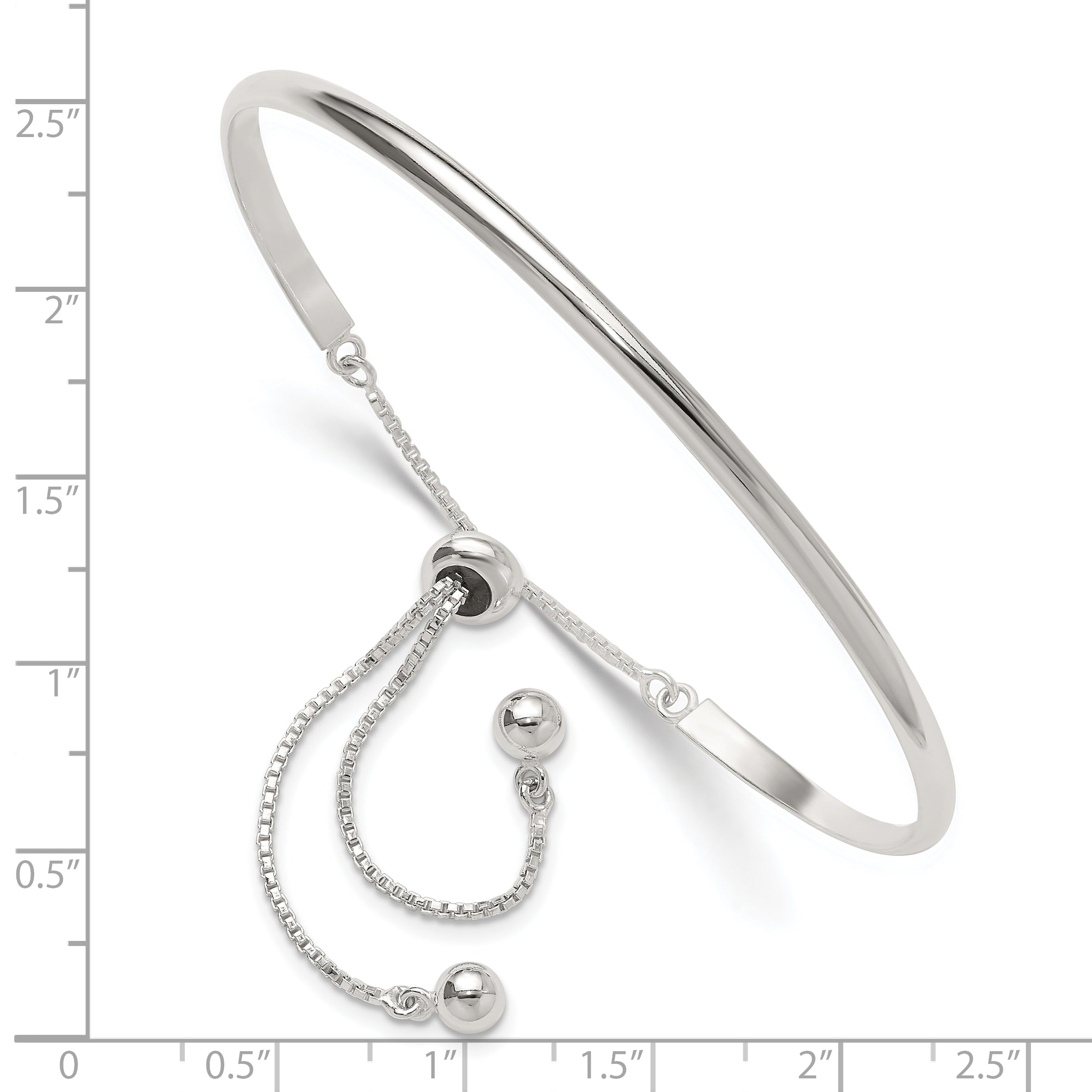 Sterling Silver Polished Bar Adjustable Bracelet