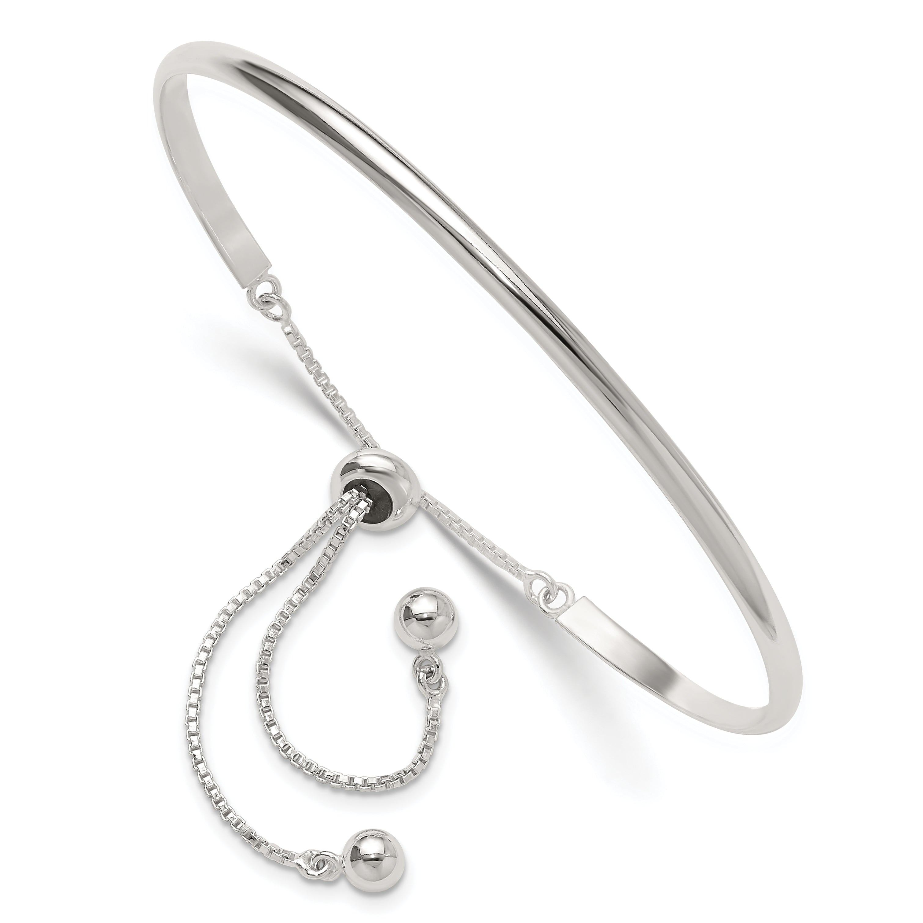 Sterling Silver Polished Bar Adjustable Bracelet