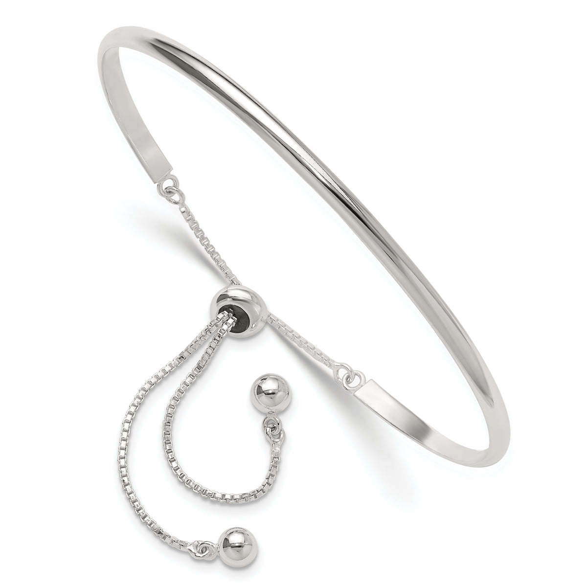 Sterling Silver Polished Bar Adjustable Bracelet