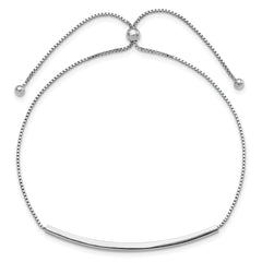 Sterling Silver Rhodium-plated Adjustable Bar Bracelet