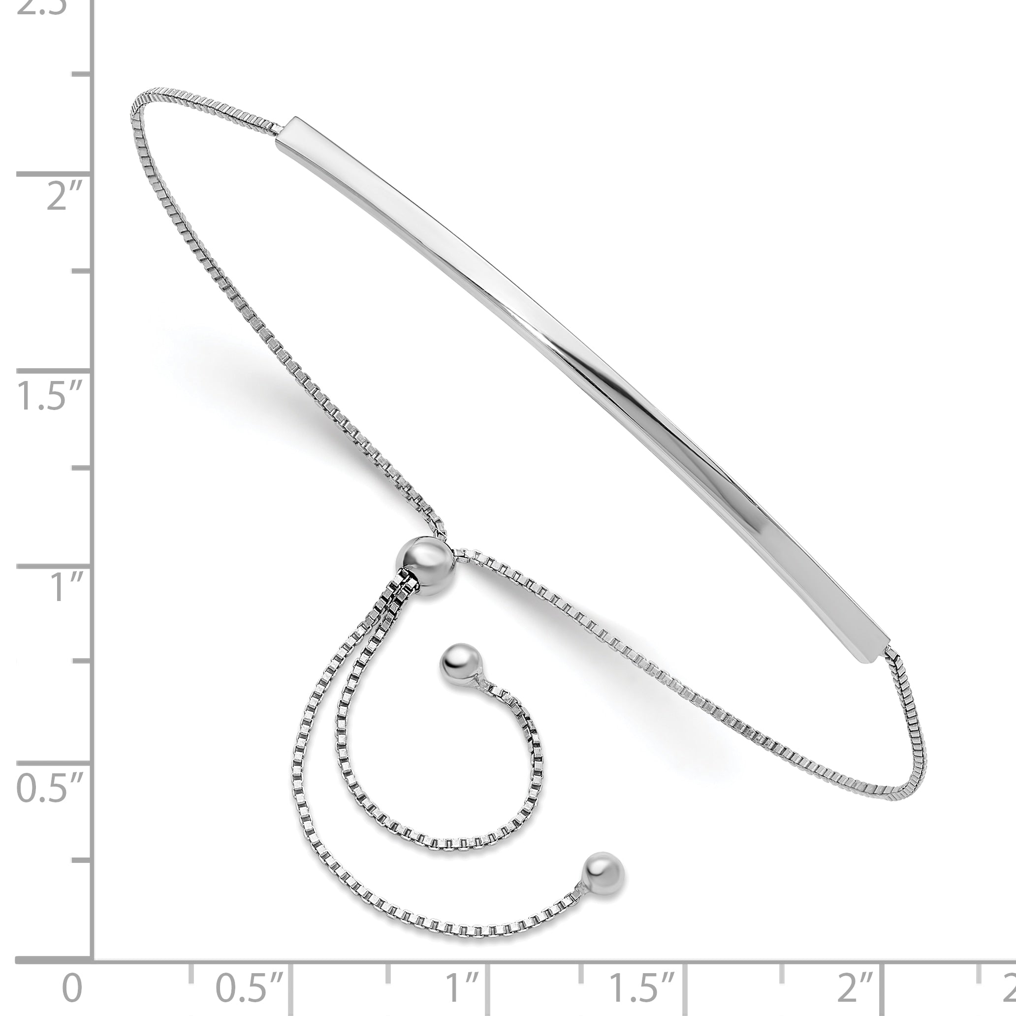 Sterling Silver Rhodium-plated Adjustable Bar Bracelet