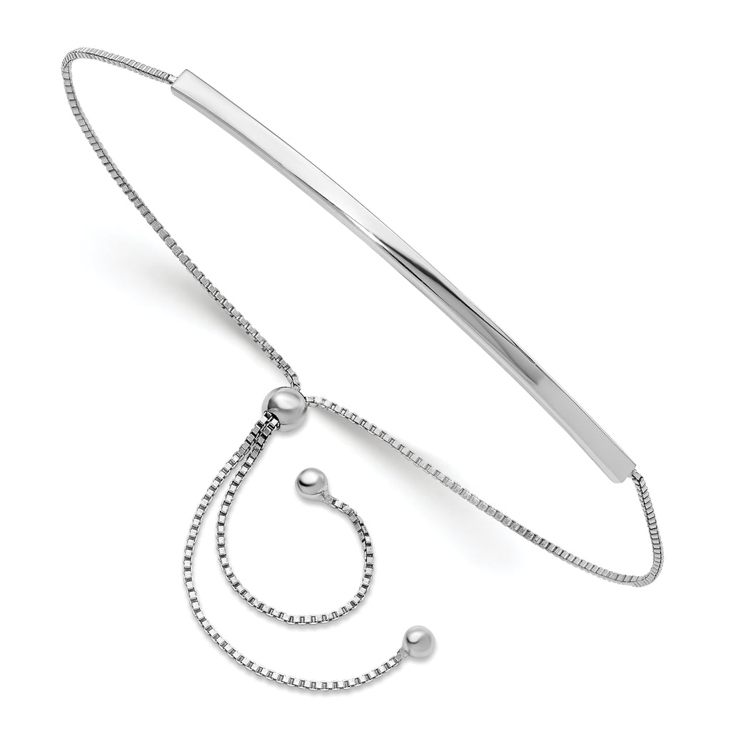Sterling Silver Rhodium-plated Adjustable Bar Bracelet