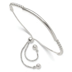 Sterling Silver Polished Bar Beaded Adjustable Bracelet