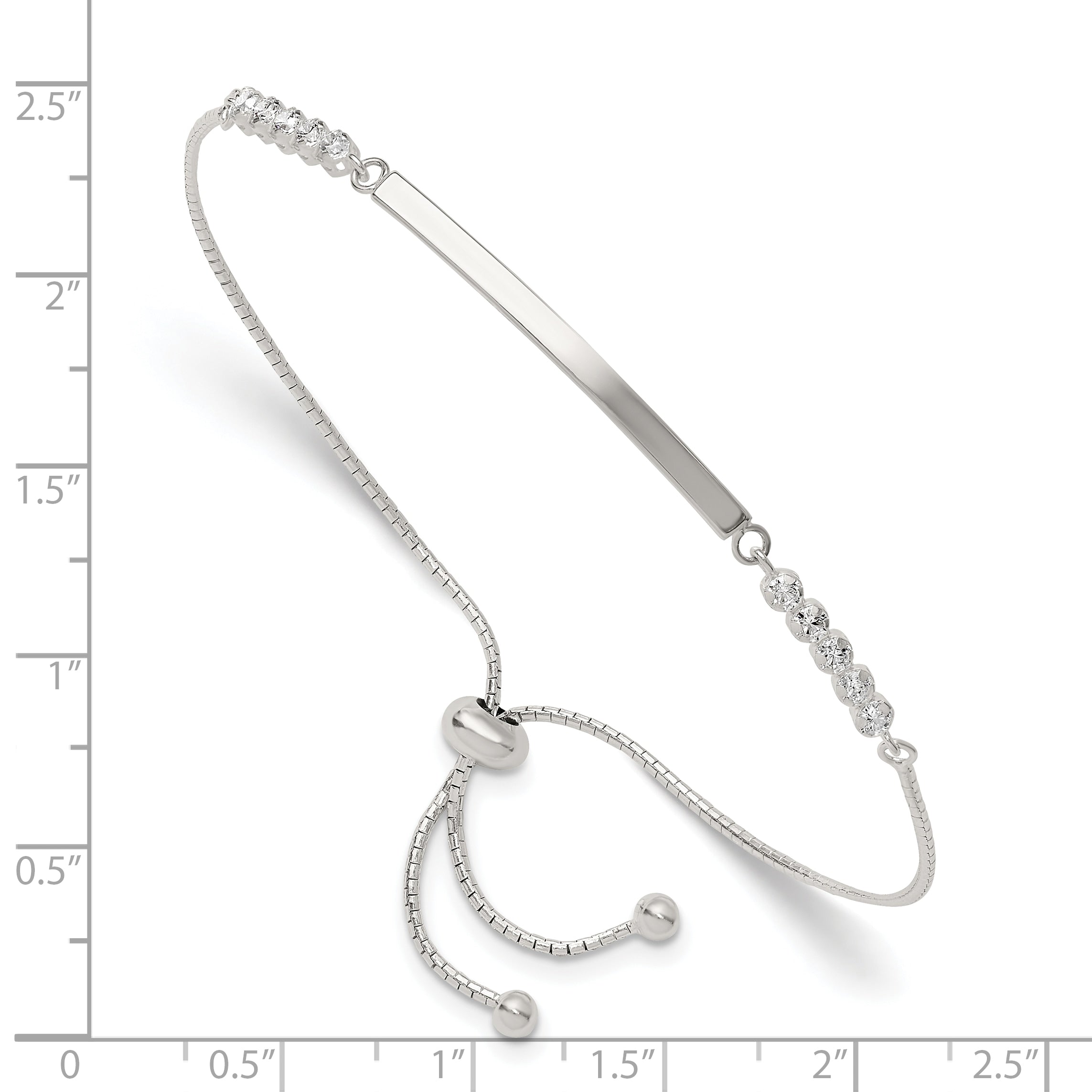 Sterling Silver with CZ Adjustable ID Bracelet Secondary image
