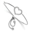 Sterling Silver Rhodium-plated Polished CZ Open Heart Adjustable Bracelet