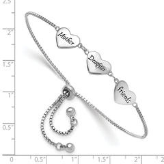 Sterling Silver RH-plated Enamel MOTHER/DAUGHTER/FRIENDS Bracelet