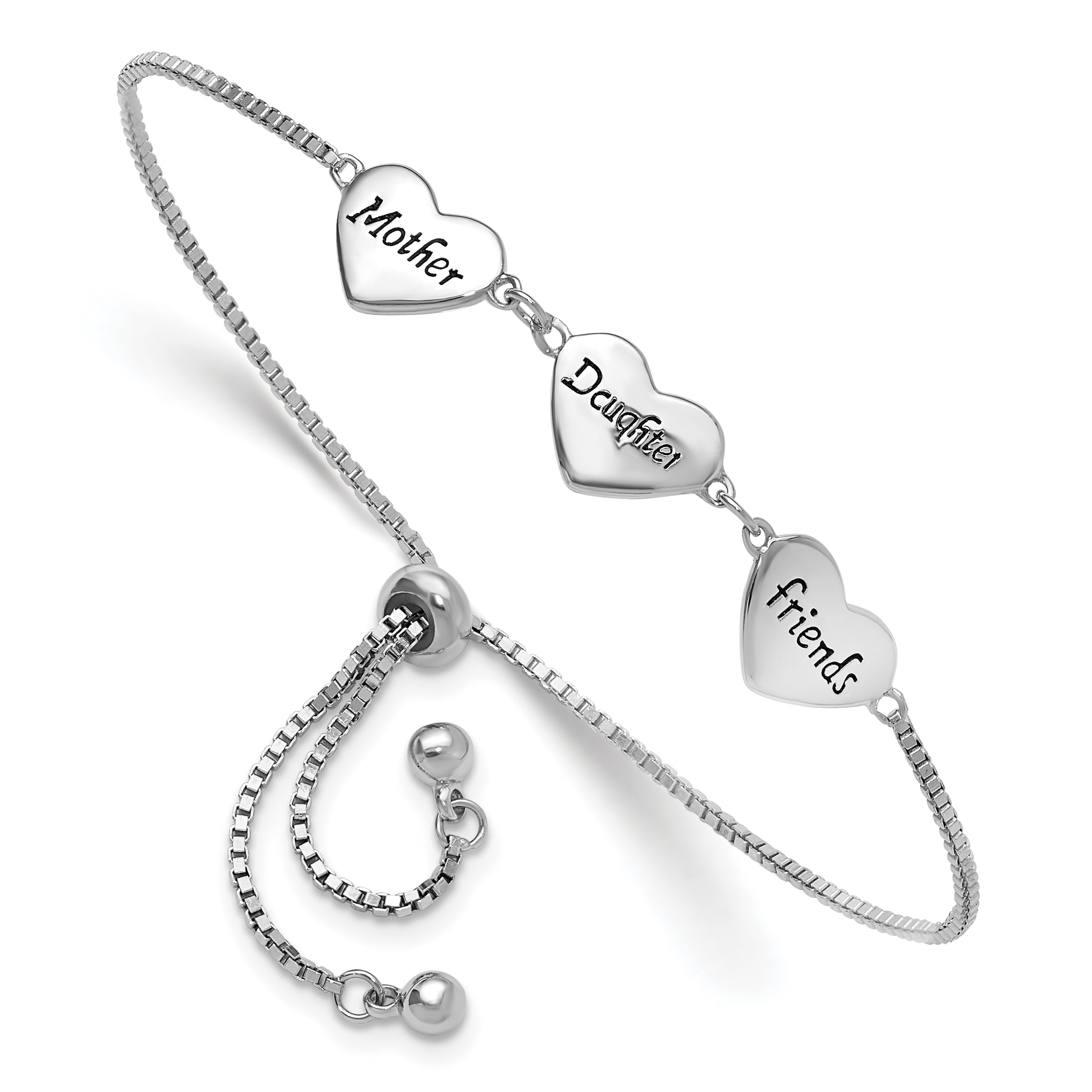 Sterling Silver RH-plated Enamel MOTHER/DAUGHTER/FRIENDS Bracelet Main image