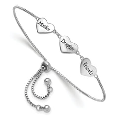 Sterling Silver RH-plated Enamel MOTHER/DAUGHTER/FRIENDS Bracelet