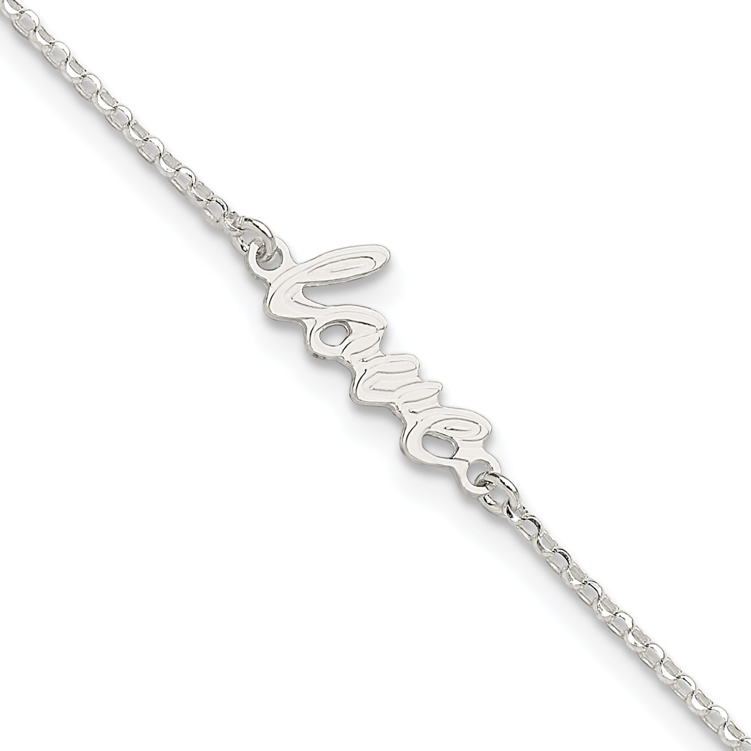 Sterling Silver Polished LOVE 9in Plus 1in ext. Anklet Main image