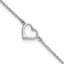 Sterling Silver Rhodium-Rhodium-Plated Open Heart 10in Anklet