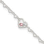 Sterling Silver Polished CZ Heart Link 9in Plus 1in ext. Anklet