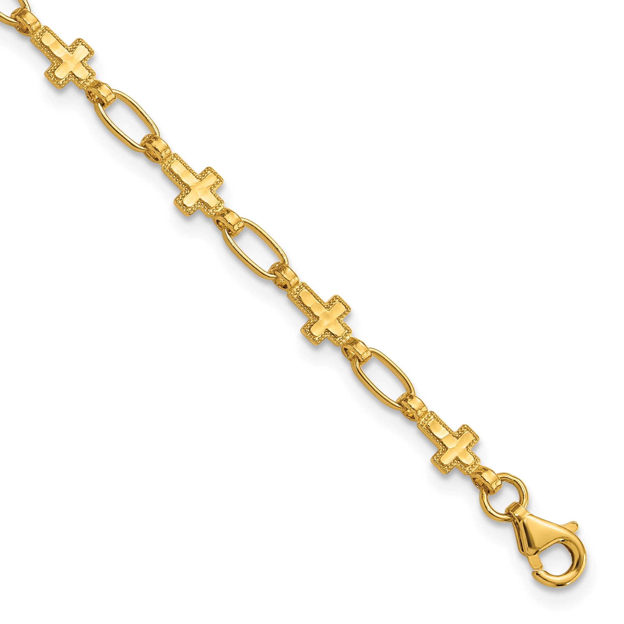 Sterling Silver Gold-tone Cross 7.5in Bracelet Main image