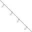 Sterling Silver Rhodium-Rhodium-Plated Polished Cross 9.5in Plus 1in ext. Anklet