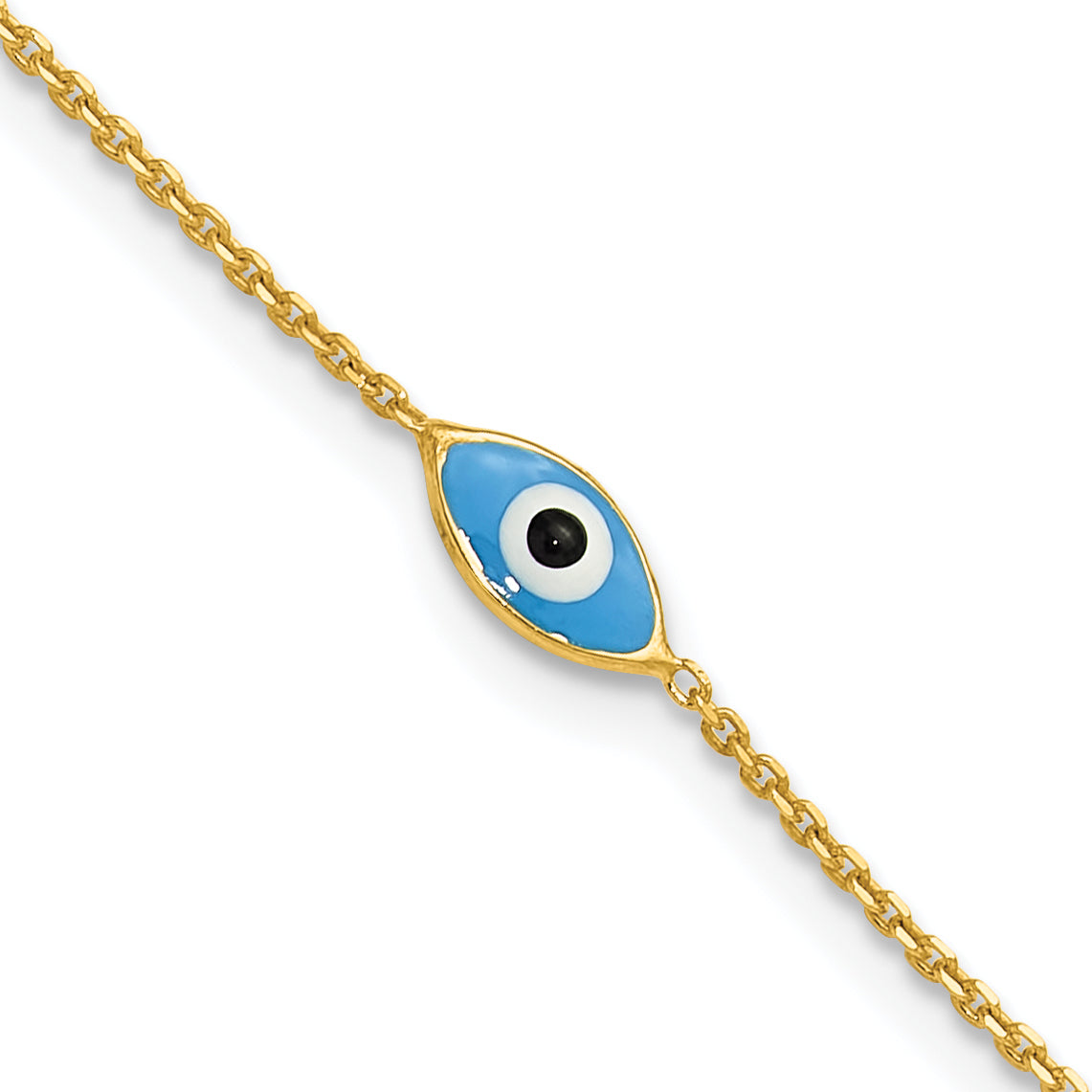 Sterling Silver Gold-plated Enamel Evil Eye 9in Plus 1in ext. Anklet Main image