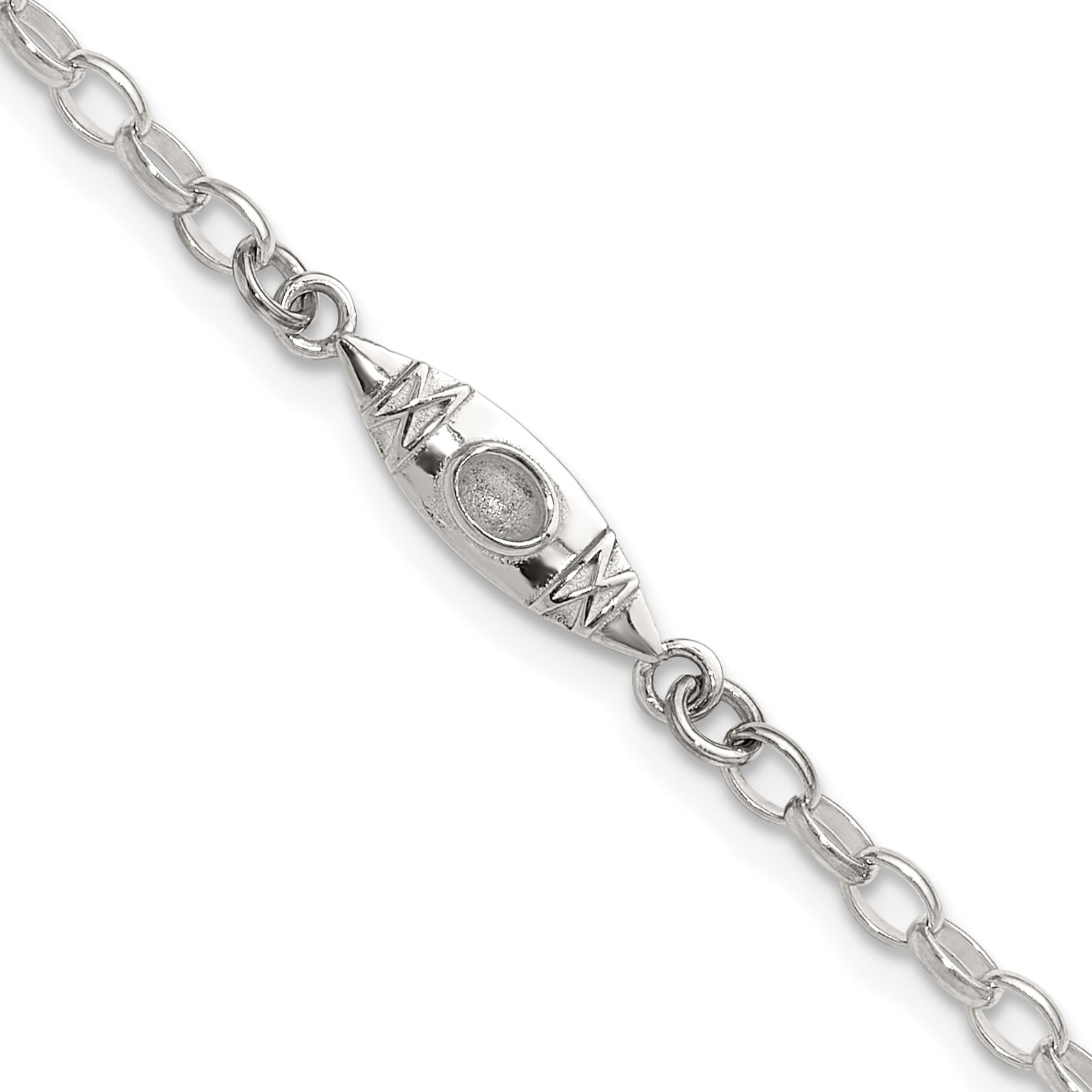 Sterling Silver Antiqued Polished Canoe / Kayak Link Bracelet Main image